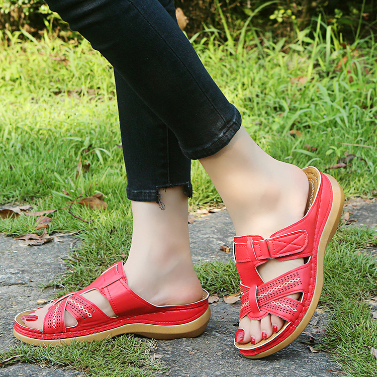 Large Size Wedge Sandals Hollow Cross Ladies Sandals - Image 6