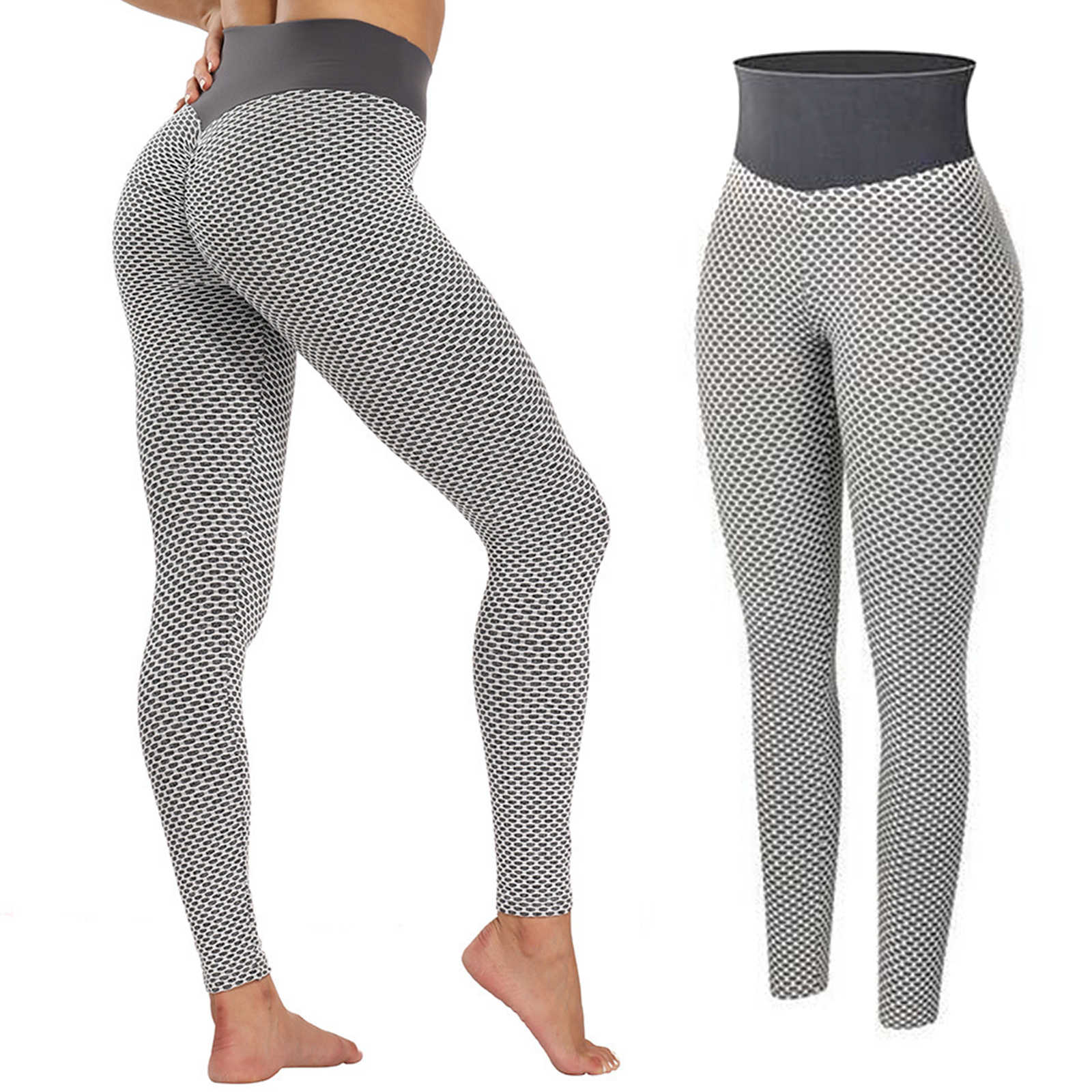 TIK Tok Leggings Women Butt Lifting Workout Tights Plus Size Sports High Waist Yoga Pants Light Grey - Image 5