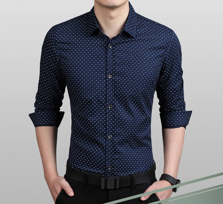 Brand Fashion Male Shirt Long-Sleeves Tops Polka Dot Printing Mens Dress Shirts Slim Men Shirt Plus Size M-5XL FGT - Image 7