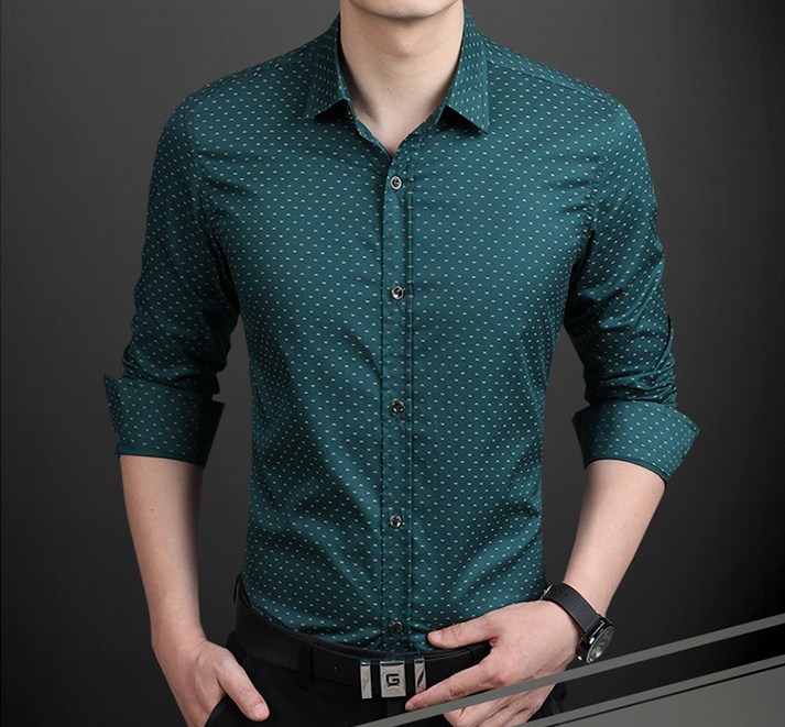 Brand Fashion Male Shirt Long-Sleeves Tops Polka Dot Printing Mens Dress Shirts Slim Men Shirt Plus Size M-5XL FGT - Image 6