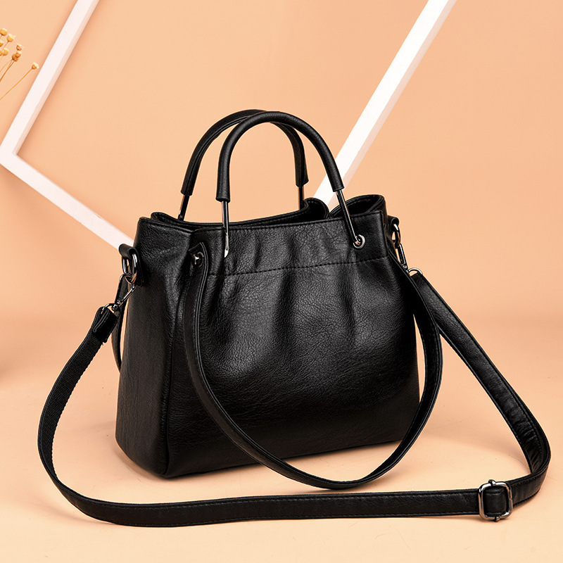 Bags Handbags Korean Fashion Women's Bags Soft Leather Retro Bucket Bag Handbag - Image 3