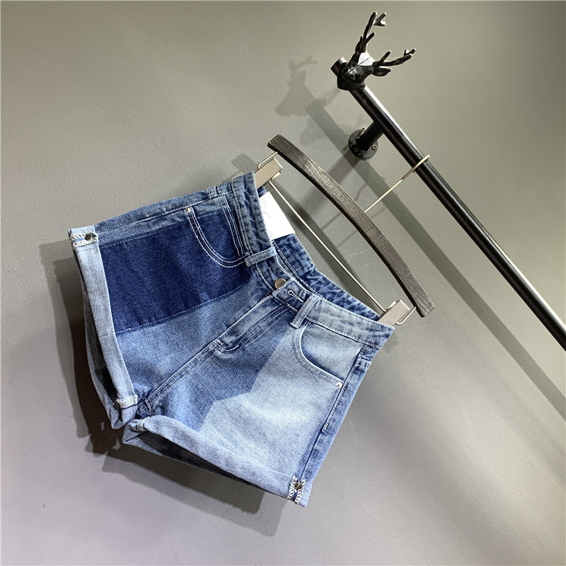 Cowgirl Shorts Stitching Curled Solid Color A-line Short Half-length Jeans - Image 5