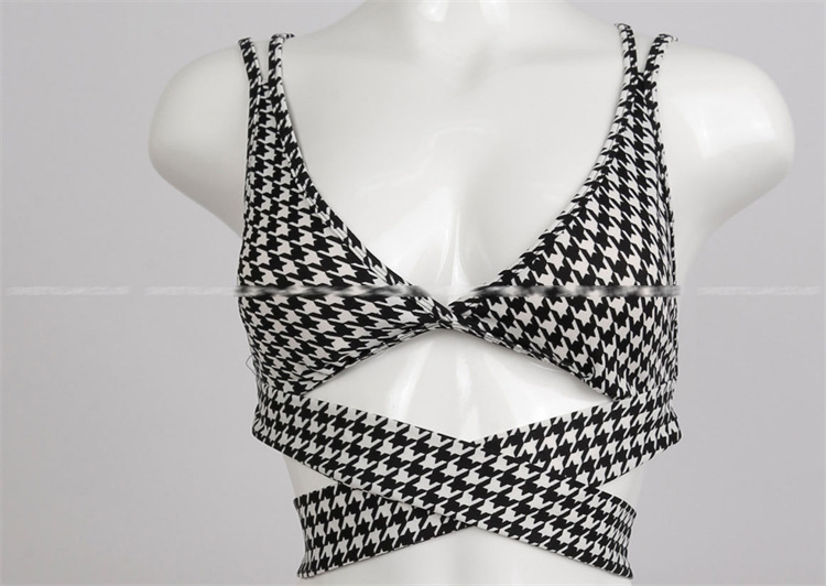 Houndstooth Cross-Tie Swimsuit Bikini - Image 3