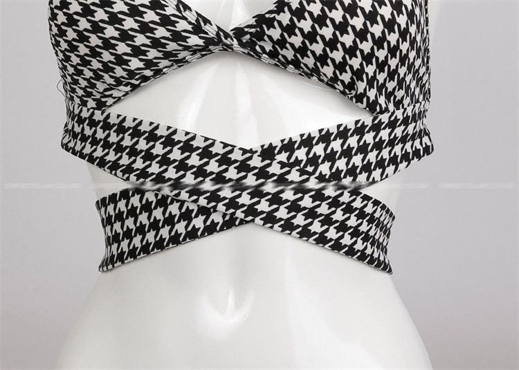 Houndstooth Cross-Tie Swimsuit Bikini - Image 5