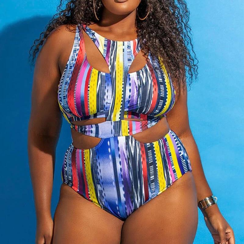 Ethnic Print Plus Size Swimsuit Bikini - Image 8