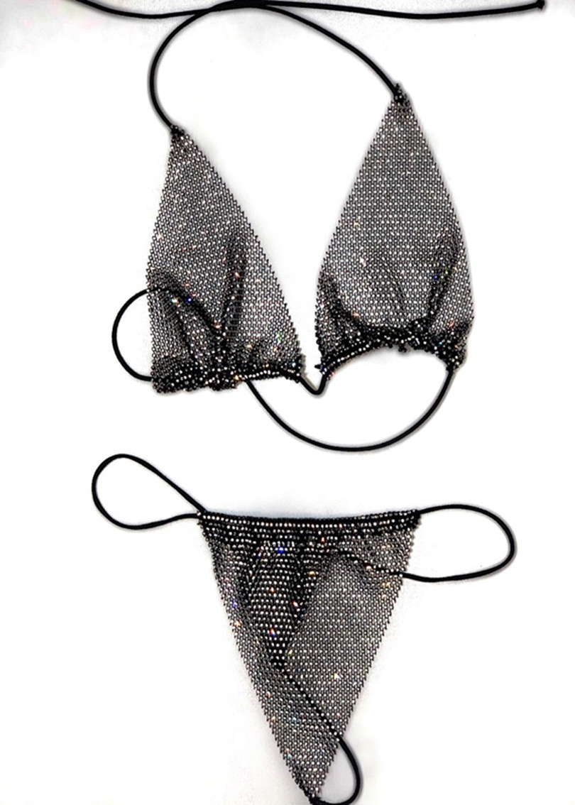 Beach Rhinestone Mesh Bikini Set - Image 7