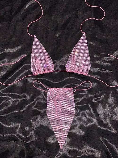Beach Rhinestone Mesh Bikini Set - Image 6