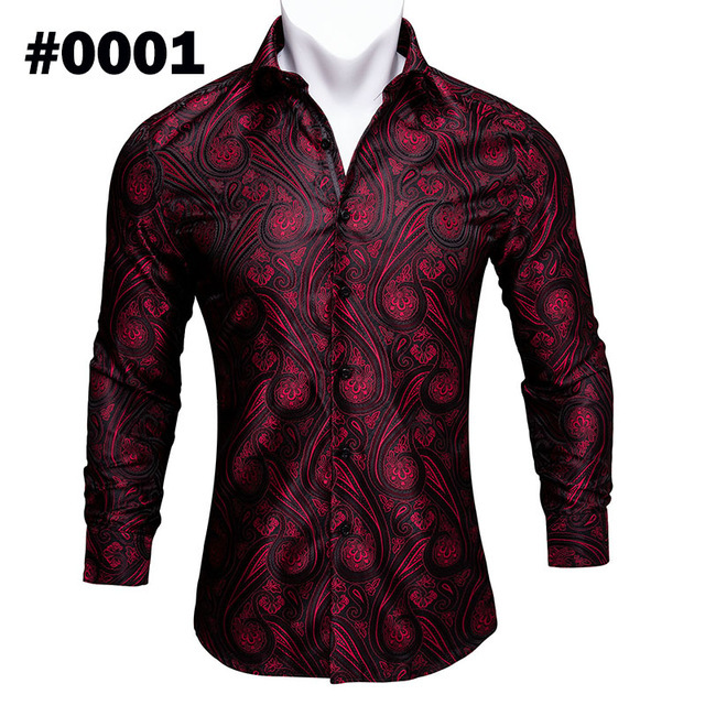 Barry.Wang Teal Paisley Floral Silk Shirts Men Autumn Long Sleeve Casual Flower Shirts For Men Designer Fit Dress Shirt BCY-05 - Image 4