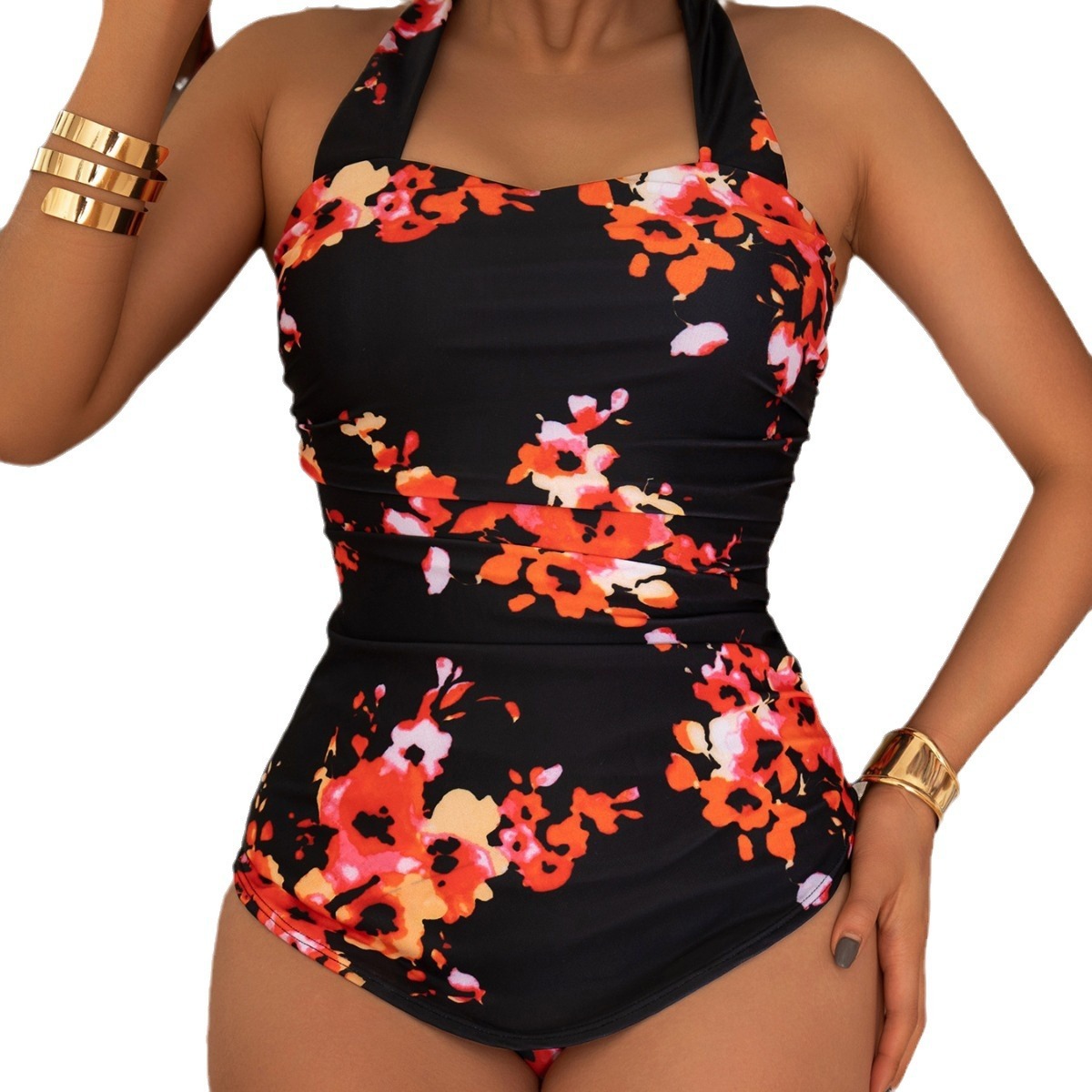 Ladies Conservative Floral Swimsuit - Image 3
