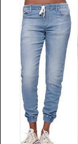 Autumn explosions Europe and the United States denim trousers tie the foot lantern jeans women - Image 5