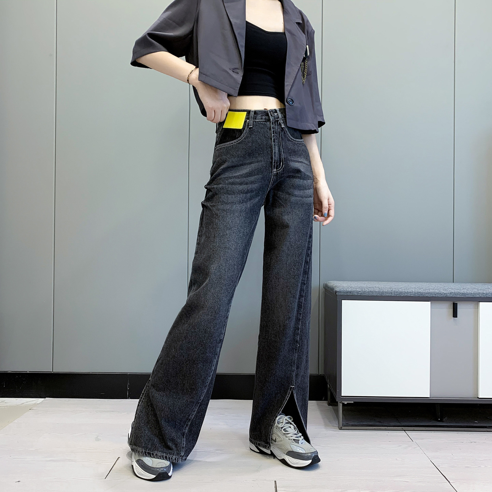 Net Red Feet Split Mopping High Waist Jeans Women Autumn - Image 6