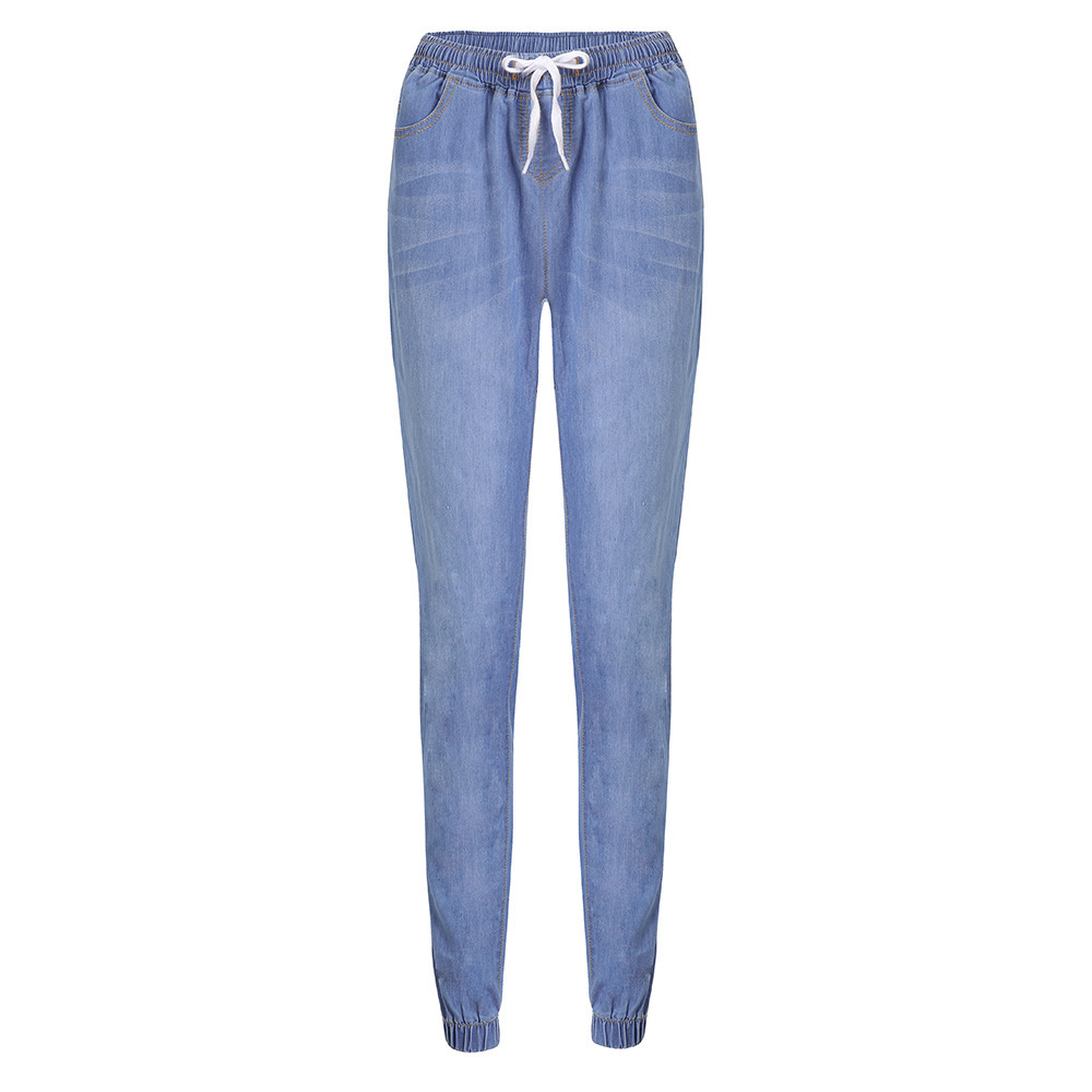 Autumn explosions Europe and the United States denim trousers tie the foot lantern jeans women - Image 6