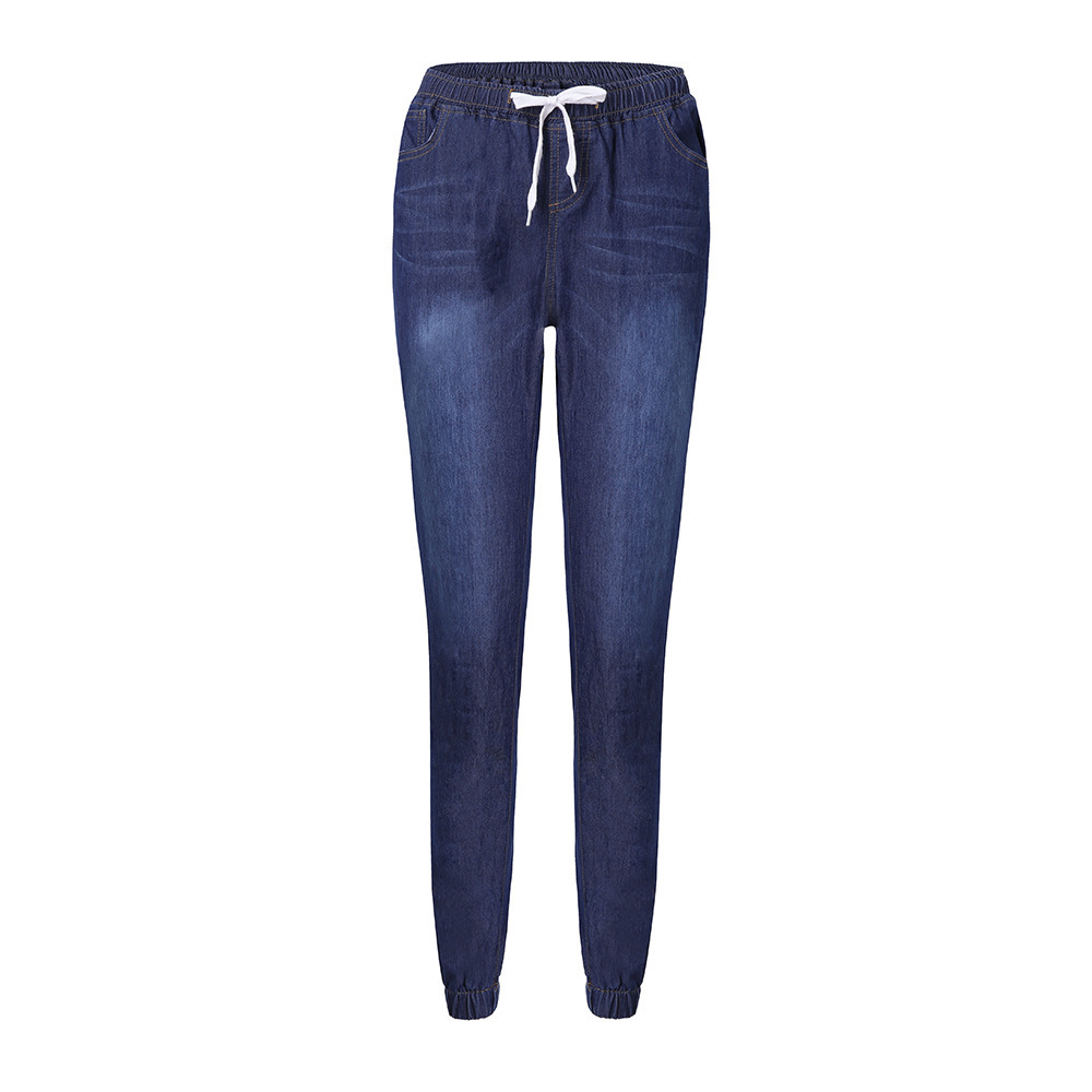 Autumn explosions Europe and the United States denim trousers tie the foot lantern jeans women - Image 3