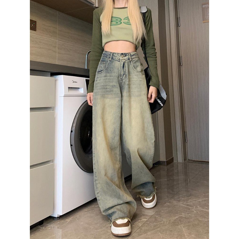 Retro Blue Distressed Wide-leg Jeans For Women - Image 10