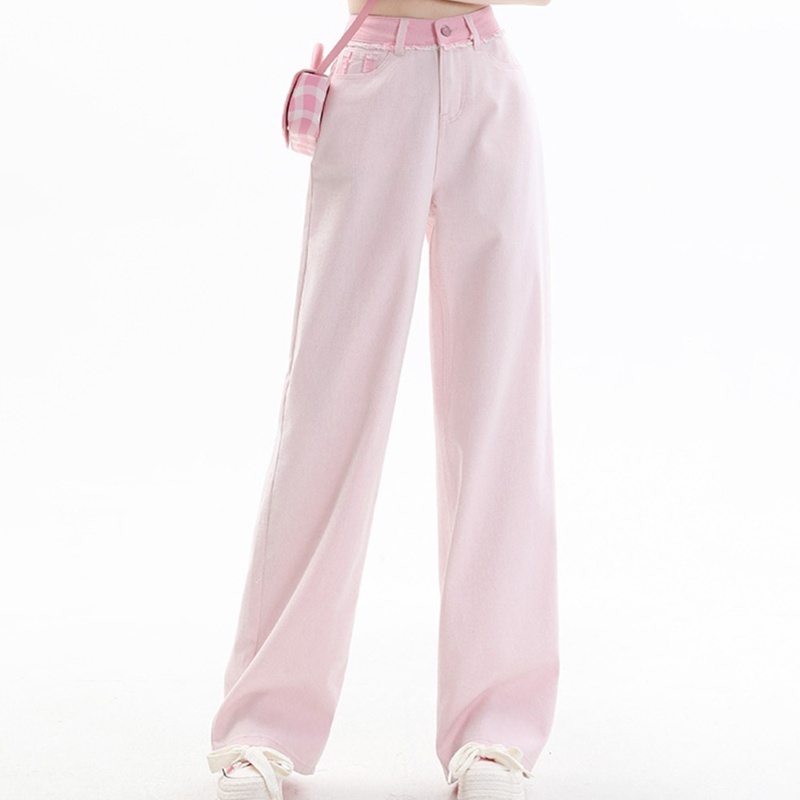 Light Raw Hem High Waist Wide Leg Jeans For Women Summer New - Image 4