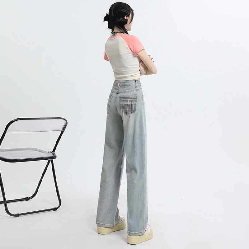 Light Blue High Waist Wide Leg Jeans For Women - Image 4