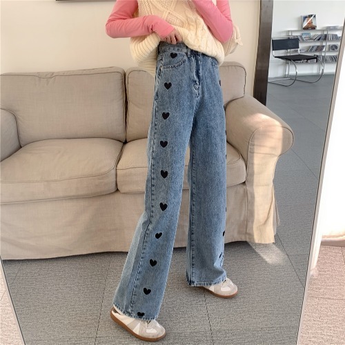 New Design Sense Straight Loose High Waist Love Jeans For Women - Image 7