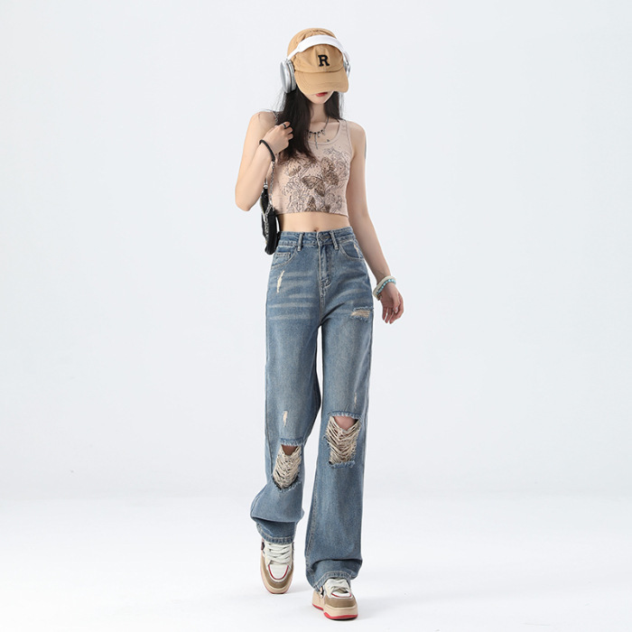 New High Waist Slimming And Wide Leg Jeans For Women - Image 7