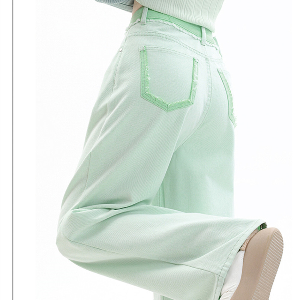 Light Raw Hem High Waist Wide Leg Jeans For Women Summer New - Image 6