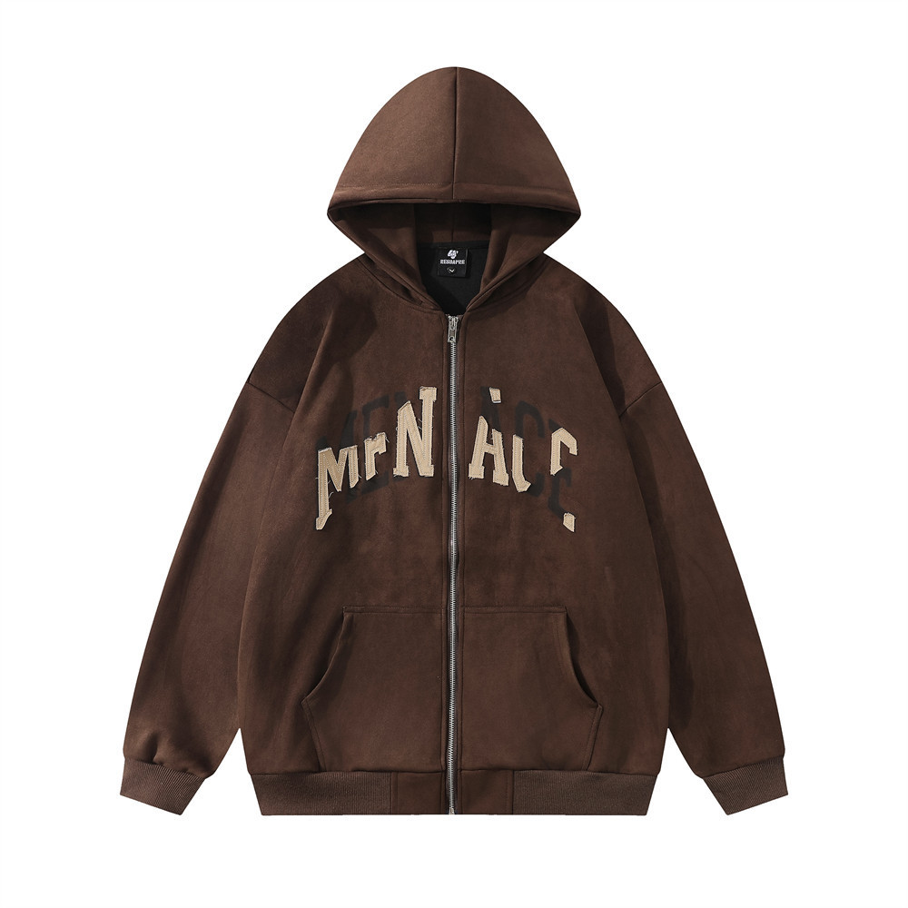 Design Patch Letter Hooded Loose Coat Men's Sweater - Image 5