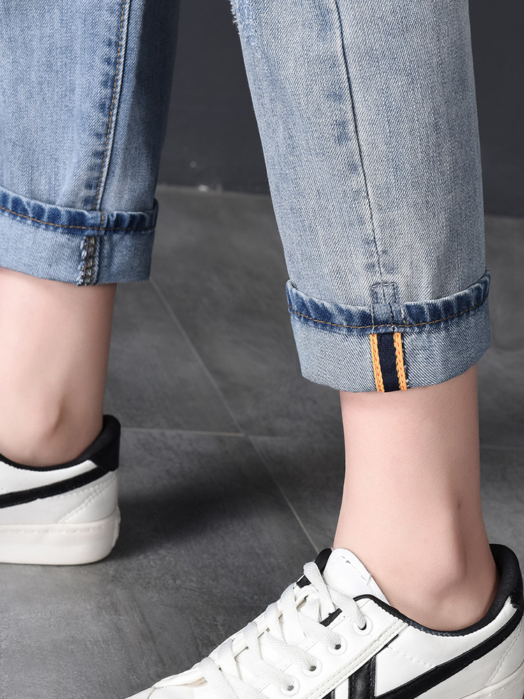 High Waist Nine-point Harem Daddy Women Pants Ripped Jeans Women - Image 5