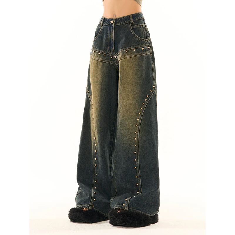 Washed-out Vintage Blue Washed Low Waist Jeans For Women - Image 9