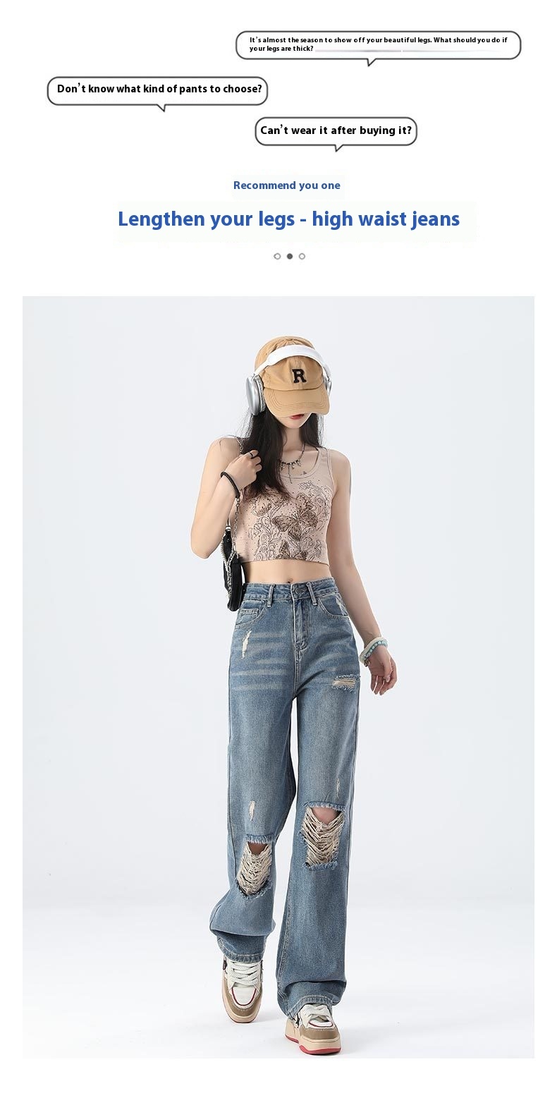 New High Waist Slimming And Wide Leg Jeans For Women - Image 3