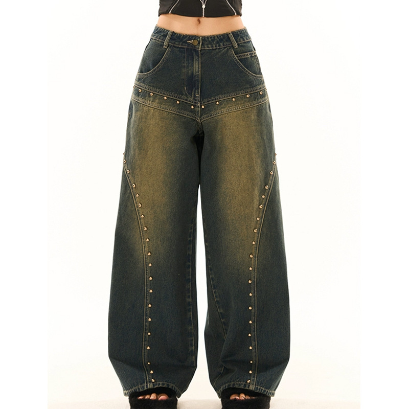 Washed-out Vintage Blue Washed Low Waist Jeans For Women - Image 7