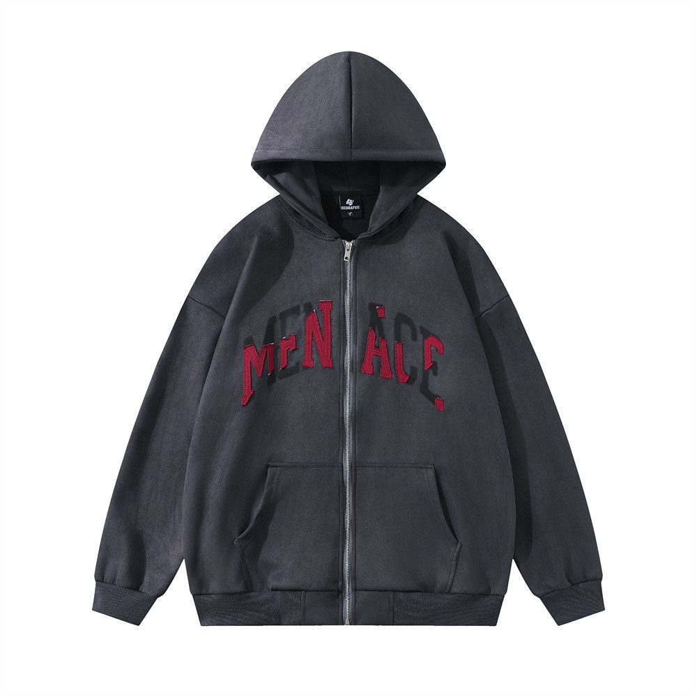 Design Patch Letter Hooded Loose Coat Men's Sweater - Image 3