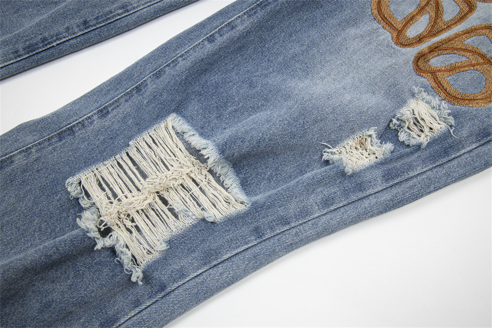 Ripped Letter-printing Jeans For Men And Women - Image 8