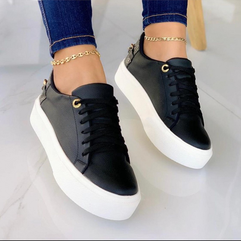 Flat Shoes With Chain Lace Up Sneakers Women Casual Sports Shoes - Image 5