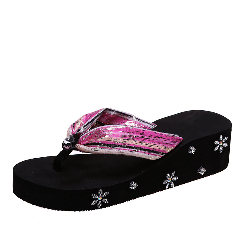 Thong Sandals Women Slippers With Rhinestones Flip Flops Boho Beach Shoes - Image 3