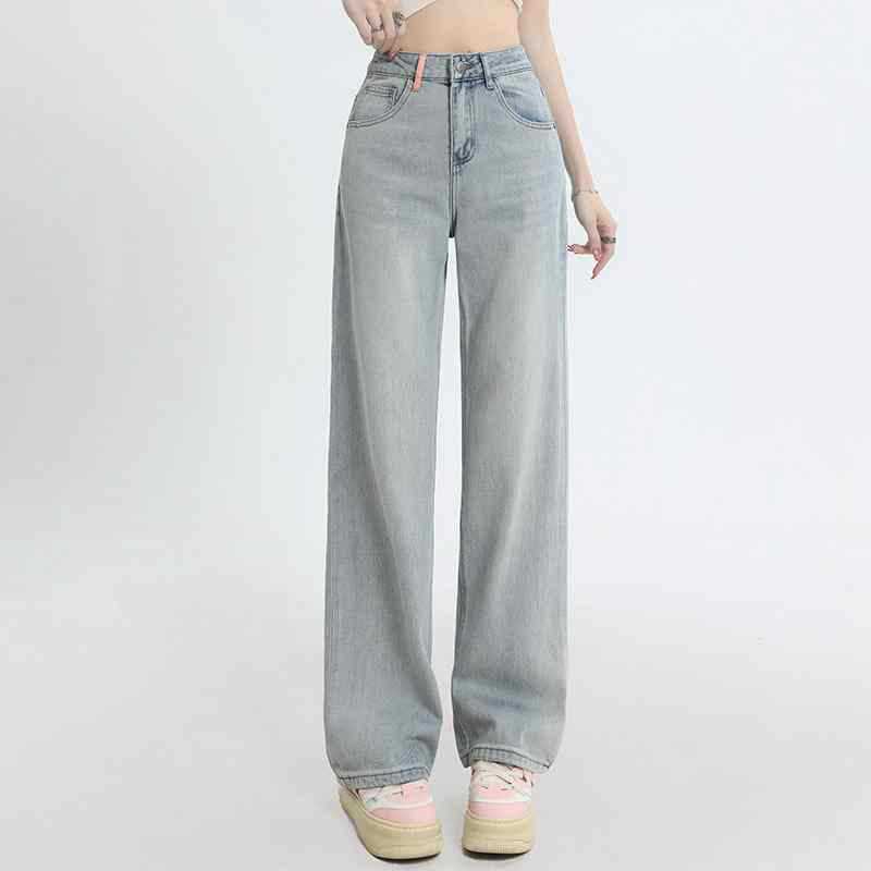 Light Blue High Waist Wide Leg Jeans For Women - Image 3
