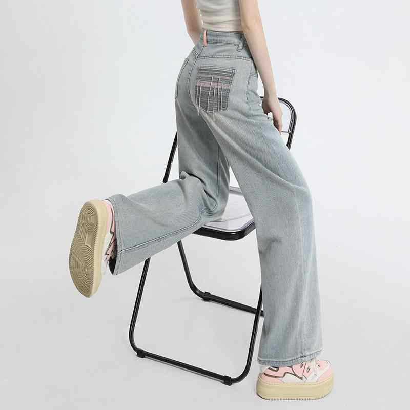 Light Blue High Waist Wide Leg Jeans For Women - Image 5