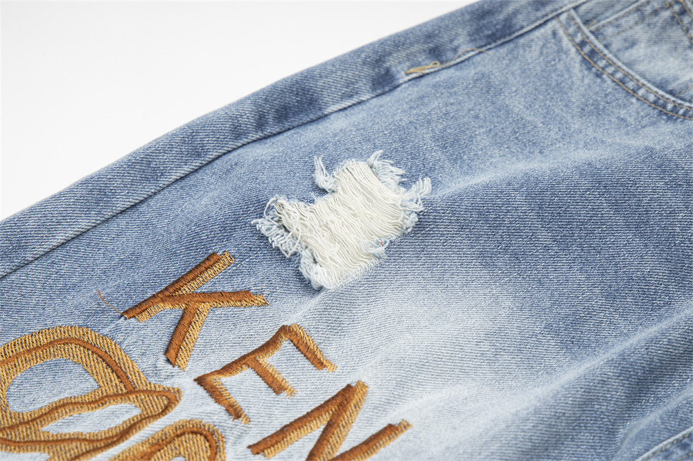 Ripped Letter-printing Jeans For Men And Women - Image 10