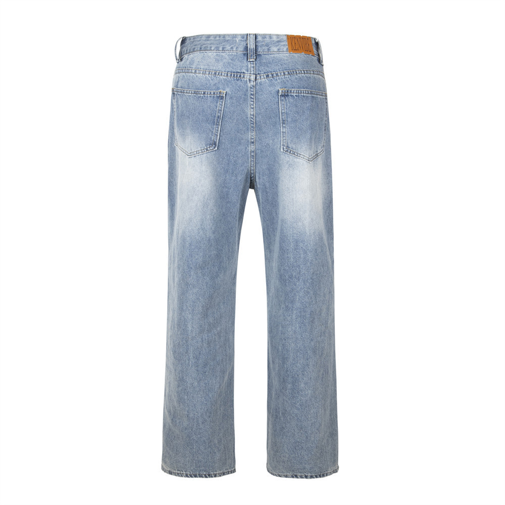 Ripped Letter-printing Jeans For Men And Women - Image 3