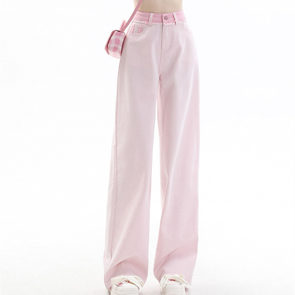 Light Raw Hem High Waist Wide Leg Jeans For Women Summer New - Image 3