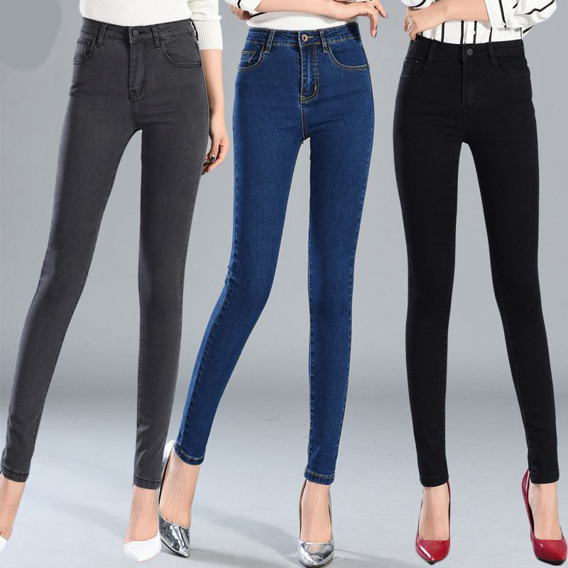 Jeans Trousers And Feet Pants Are Thin And Tight Elastic Women